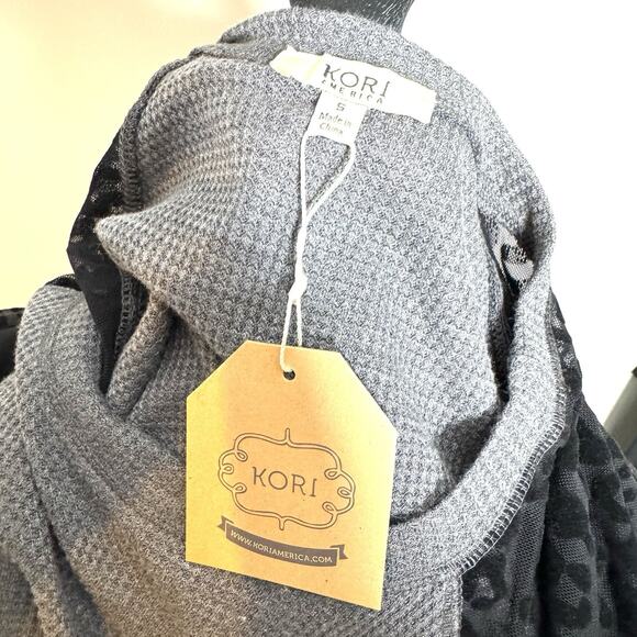 Kori Animal Thermal Long Sleeve Tee Top Heather Grey Black Sheer Velvet S new - Picture 9 of 9